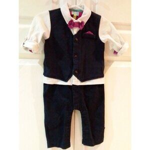 Baker by Ted Baker Infant Boys 1 Piece Suit Outfit with Bow Tie Size 6-9 Months